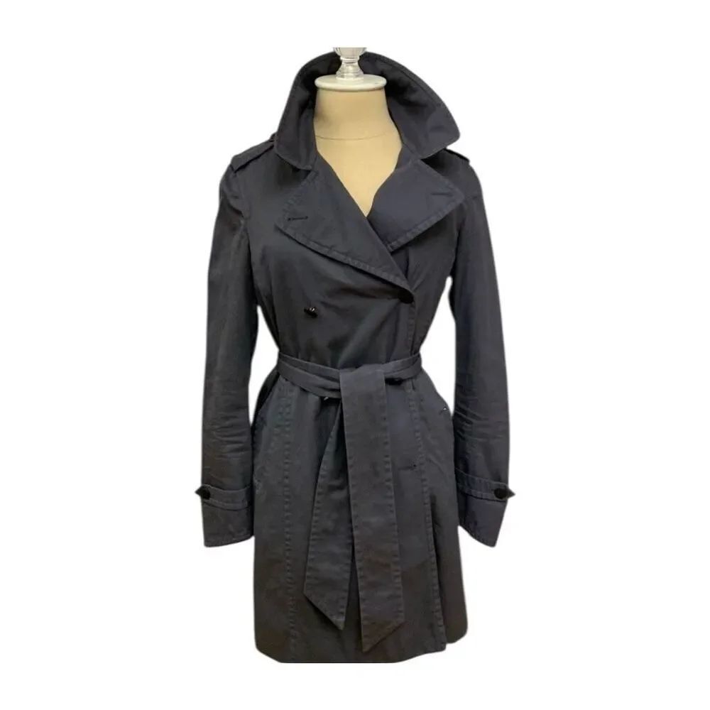 ✨Rag and Bone Cotton Grey Sz 2 Trench Coat with Wrap ✨